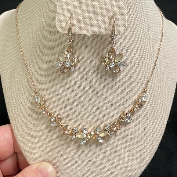 Anne Klein Jewelry - Anne Klein Crystal Rose Gold Necklace and Earrings Set